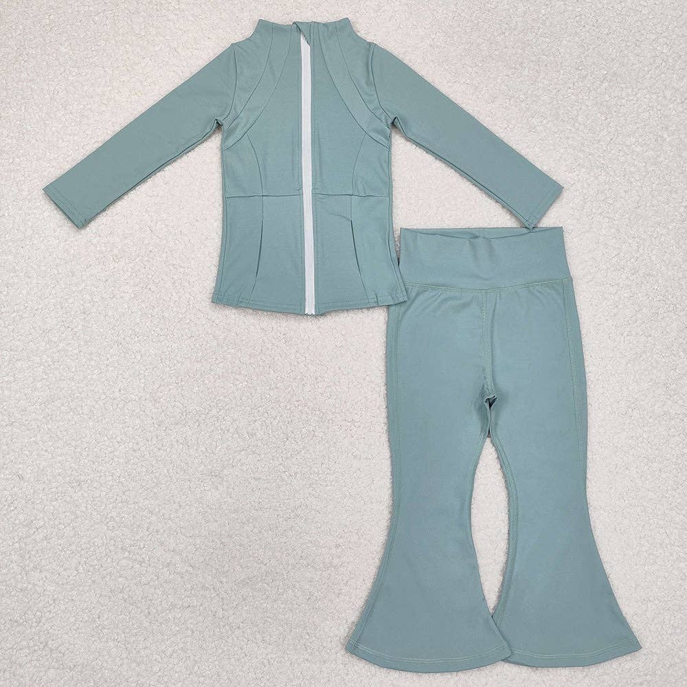 Aier Wholesale - Wholesale Activewear Set - Kids - 8 Colors Sibling Baby Girls Yoga Active Wear Jackets Pants 2pcs Work Outfits Sets0