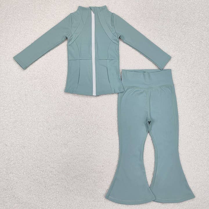 Aier Wholesale - Wholesale Activewear Set - Kids - 8 Colors Sibling Baby Girls Yoga Active Wear Jackets Pants 2pcs Work Outfits Sets