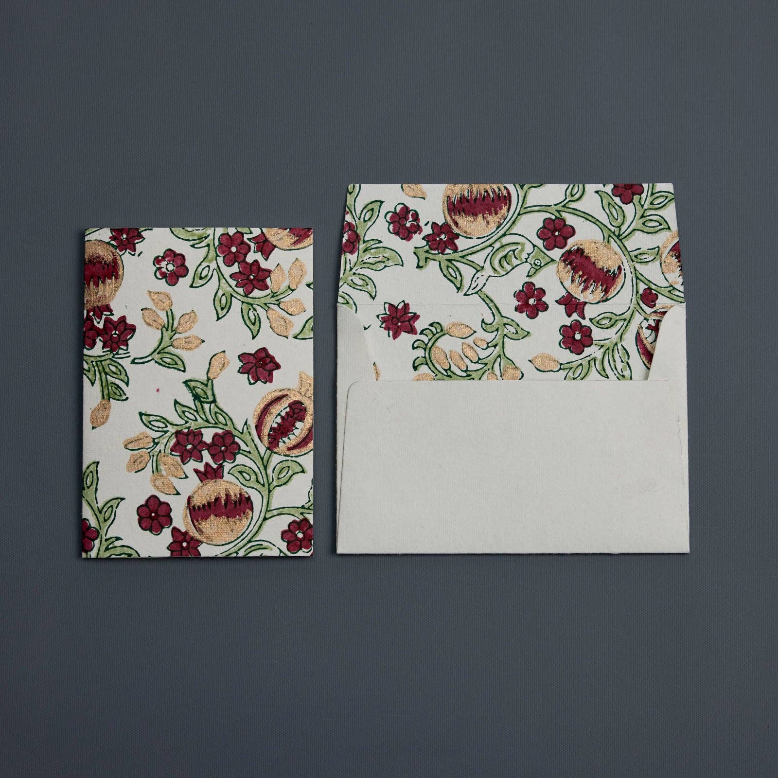 Paper Mirchi – wholesale Season’s Greetings card – Hand Block Printed Greeting Card - Pomegranate Cherry3