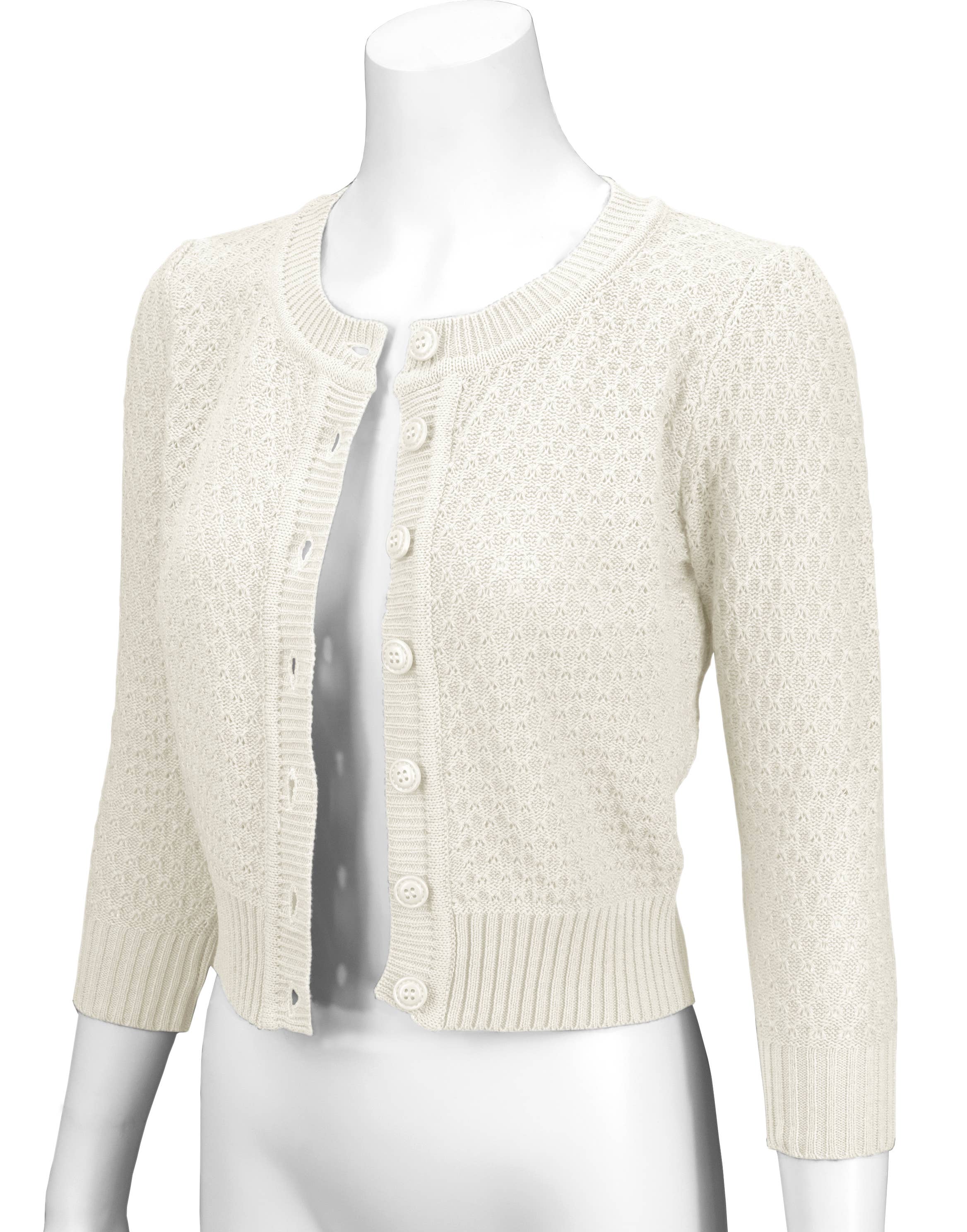 Mak - Vendita all'ingrosso Cardigan - Donna - Maglione cardigan plus size lavorato a maglia girocollo con maniche a 3/4 MK3514PL21