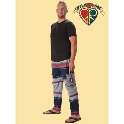 Grateful Dead Steal Your Face Hand Embroidered Cargo Pants for wholesale by Gypsy Rose
