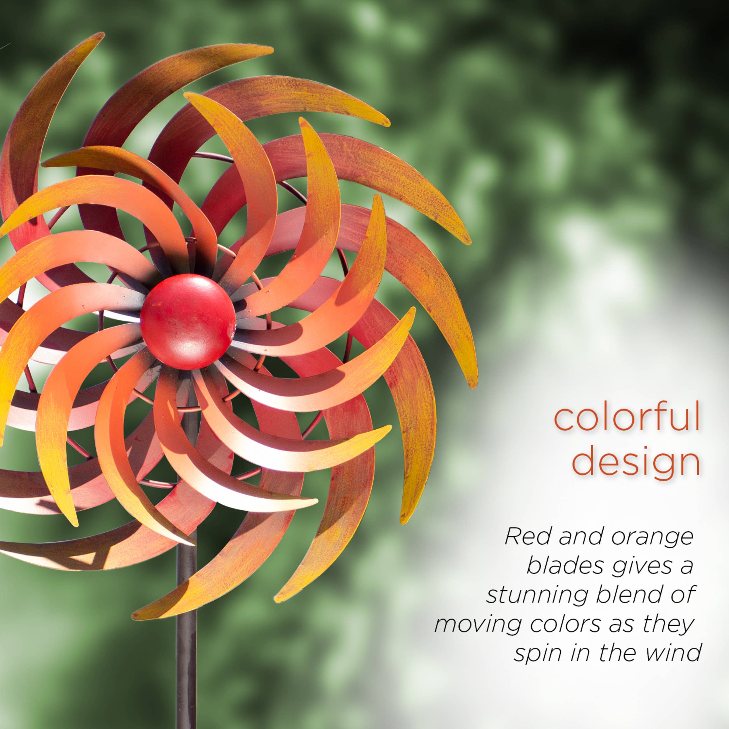 Alpine Corporation - Wholesale Garden/Lawn Stake - Alpine Corporation Fiery Metal Kinetic Dual Spinning Garden6