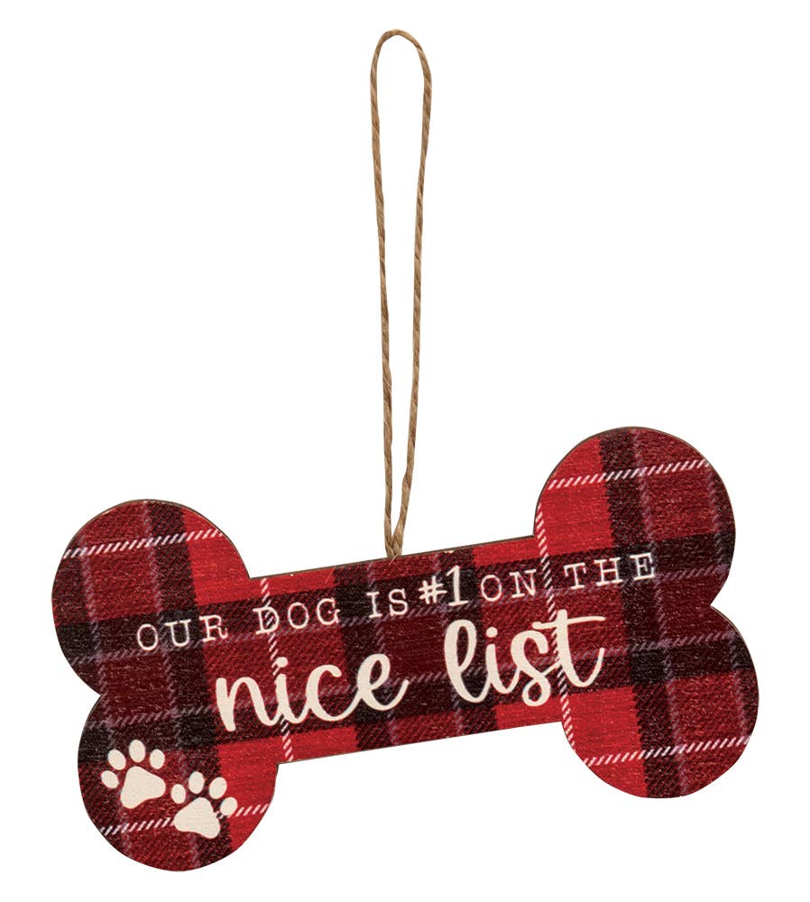 The Hearthside Collection - Vente Lots de décorations - Suspensions Os de Noël « We Woof You A Merry Christmas », lot de 4 modèles assortis4