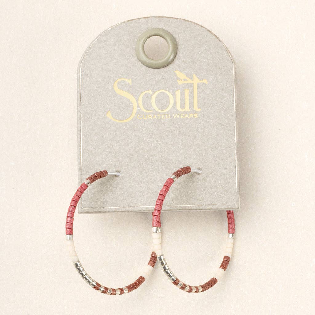 Scout Curated Wears - Wholesale Hoop Earrings - Chromacolor Miyuki Small Hoop - Blush Multi/Silver1