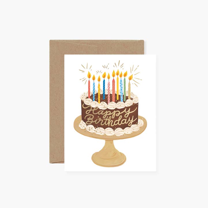 CHOCOLATE BIRTHDAY CAKE | greeting card for wholesale by Botanica Paper Co.