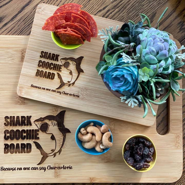 Shark Coochie Charcuterie Board in Two Sizes for wholesale by The Cracked Pig