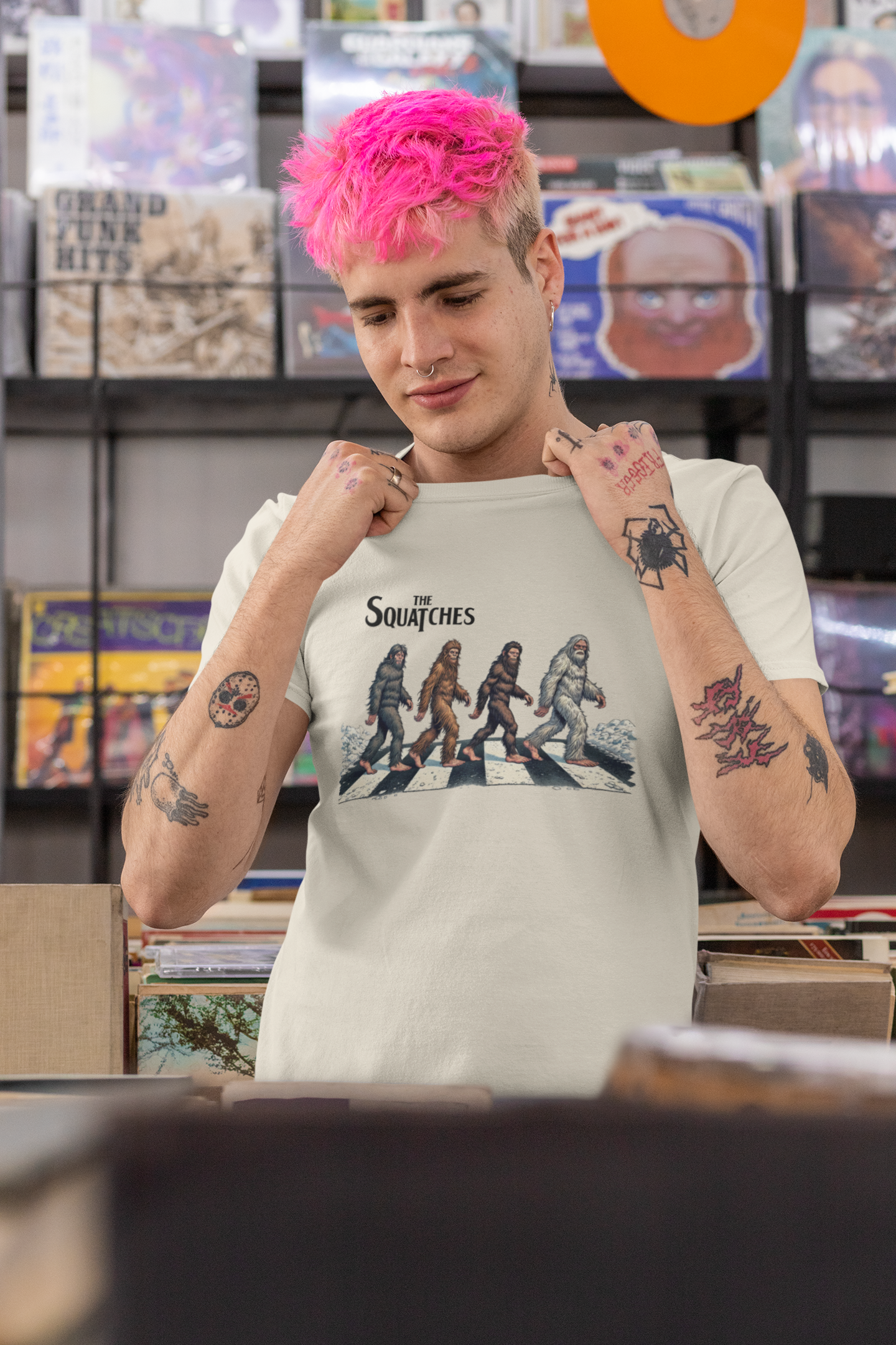 Squatchin’ Country - Wholesale T-Shirt (Graphic) - Men's - The Squatches tshirt (mint green or tan)4