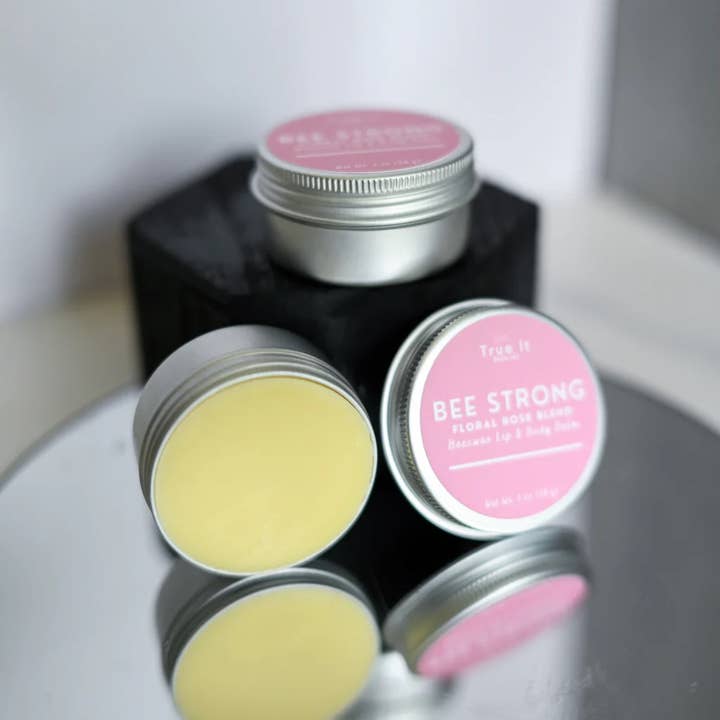 True It Naturals - Wholesale Lip Balm - Rose Lip Balm - BEE STRONG | Beeswax Balm Tin0