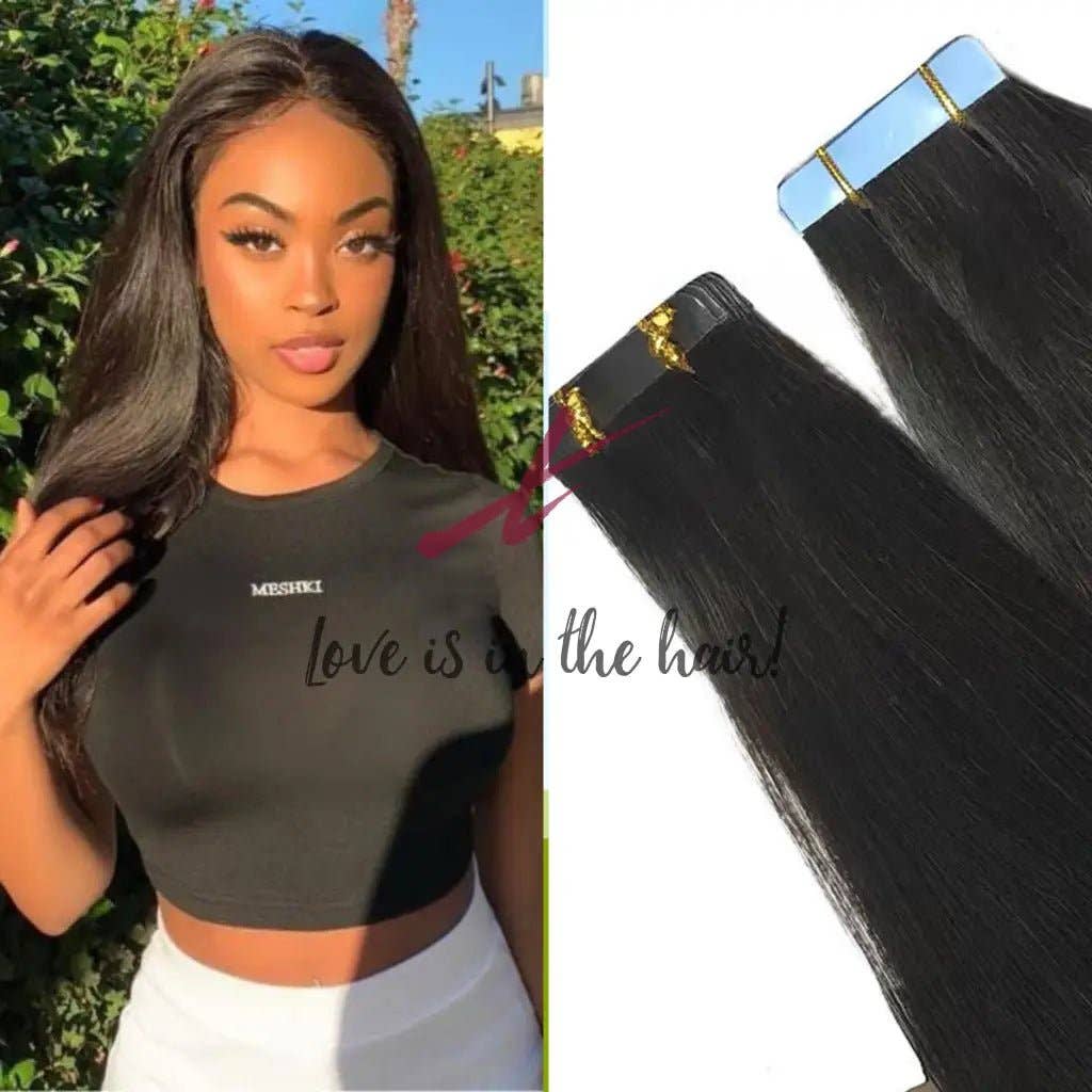 Natural Color B  Silky Straight | Tape In Human Hair Extensions | Brazilian V for wholesale on Faire8