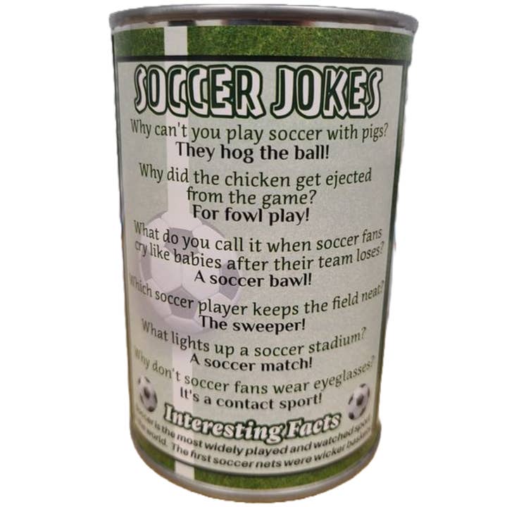 Canned Gifts – Engroshandel Spøg og skæmt-gave/gaveartikel – Dåse fodboldbold - Plyssportsgave i dåse m/vittigheder
