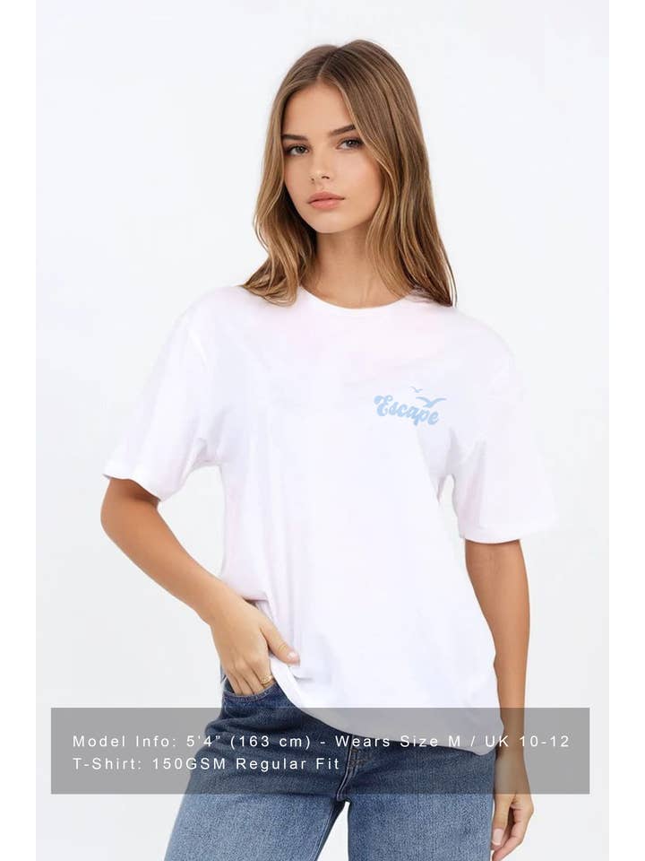 Blanco Camiseta de mujer de corte regular con estampado Côte D’Azure de venta al por mayor en Faire3