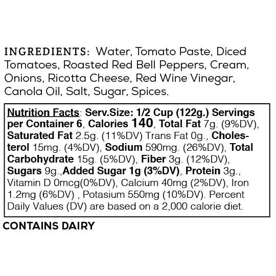 Sutter Buttes - Wholesale Pasta Sauce - Roasted Red Pepper Ricotta Pasta Sauce–Creamy Gourmet Sauce1