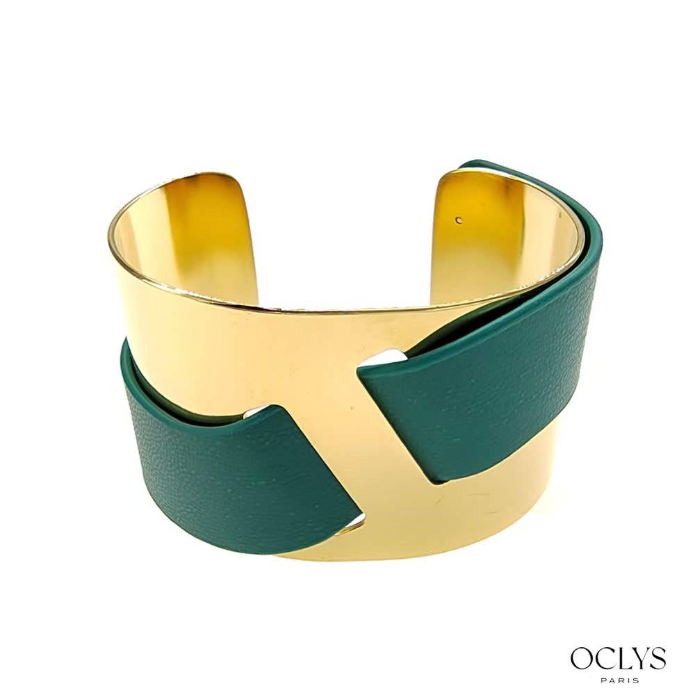 Oclys - Vente Bracelet manchette - Bracelet jonc en acier inoxydable avec PU Nila0