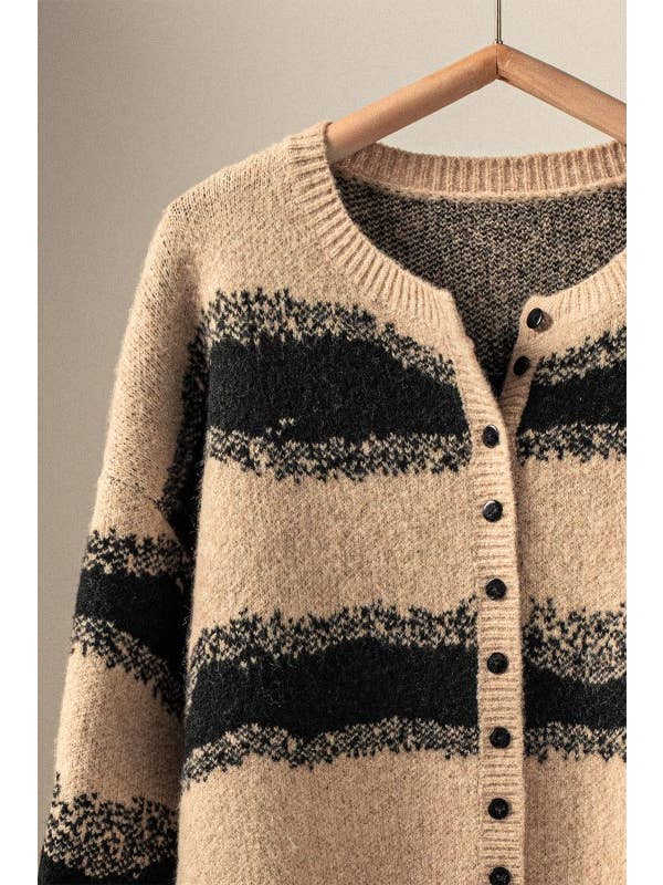 TAUPE BLACK Western Cozy Knit Button-up Cardigan for wholesale on Faire1