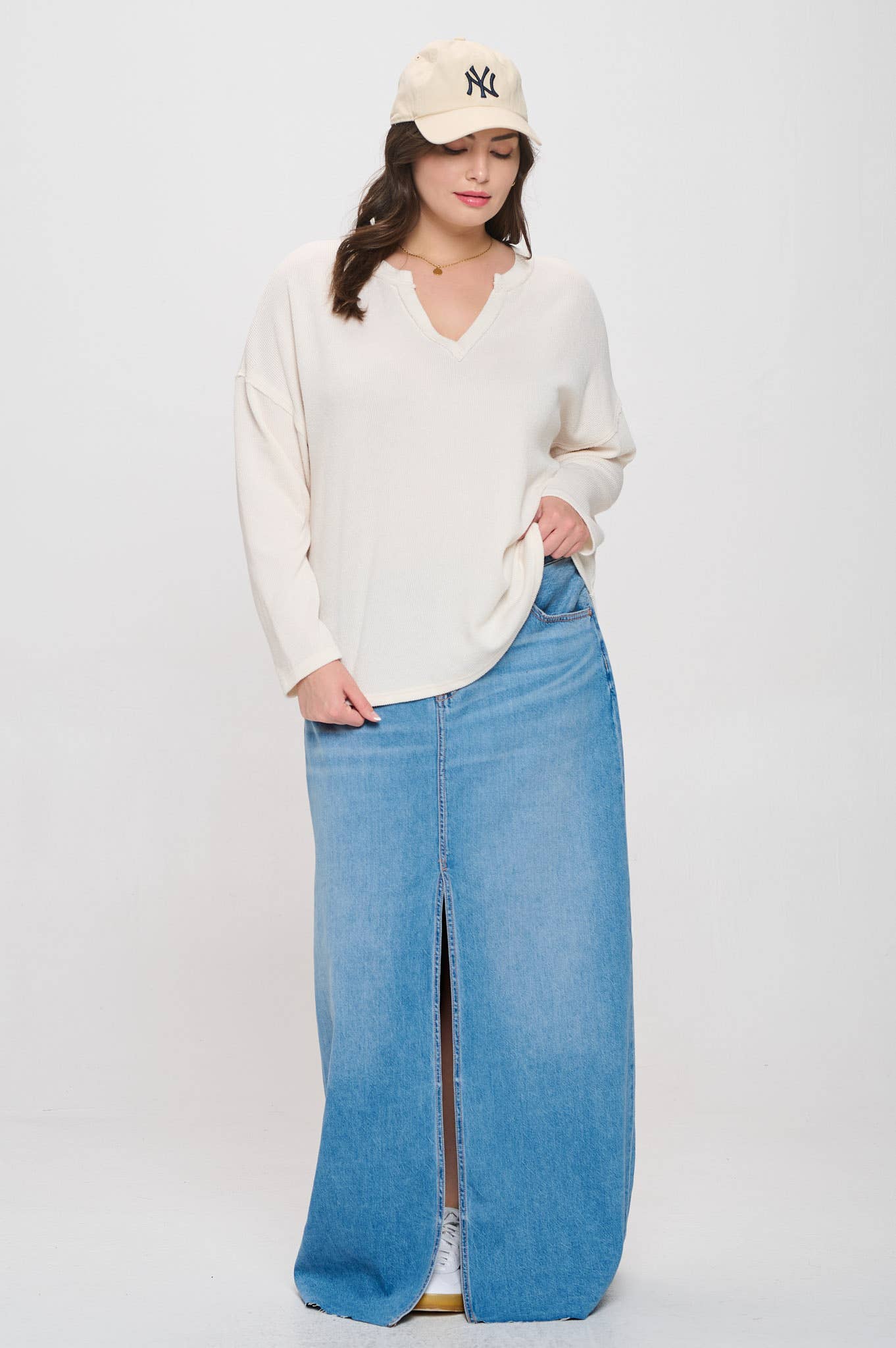 Blu Pepper – wholesale Stickad topp - Dam – PLUS STICKAD TOPP MED SNÄCKAD HALS25