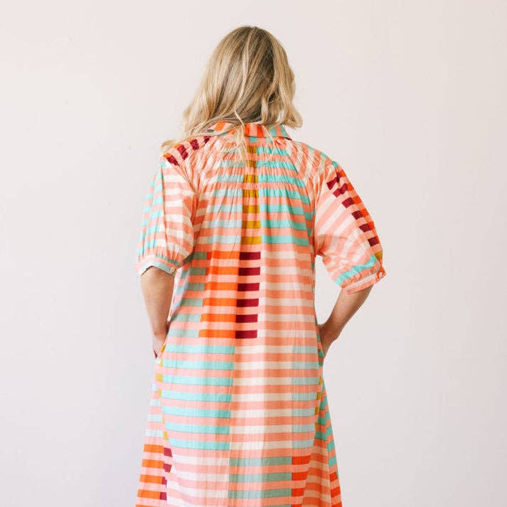 Sunshine Tienda - Wholesale Dress - Women's - Apricot Colorful Stripe Oasis Dress2