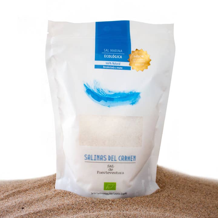 Sal de Fuerteventura. Organic Sea Salt 500g. Recyclable bag for wholesale by meDINEterranean