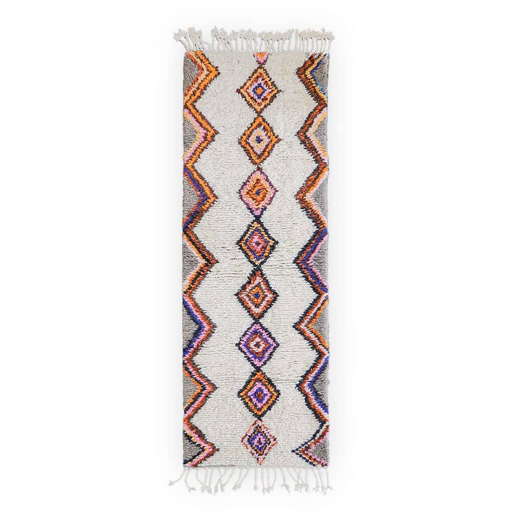 Moroccan Woven Treasures - Wholesale Runner Rug - Authentic White Moroccan Runner, Colorful Berber Shag Runner3