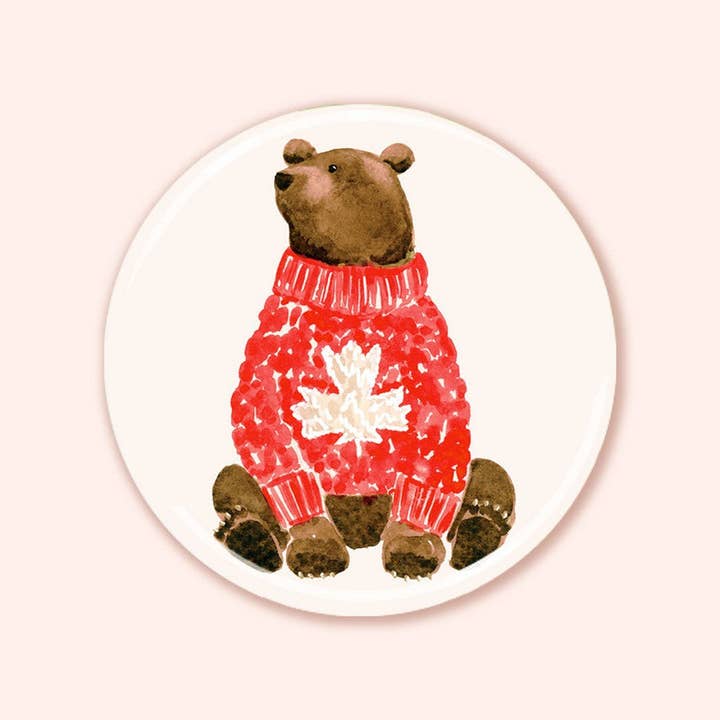Canadian Grizzly Bear 3" Fridge Magnet for wholesale by Almeida Illustrations