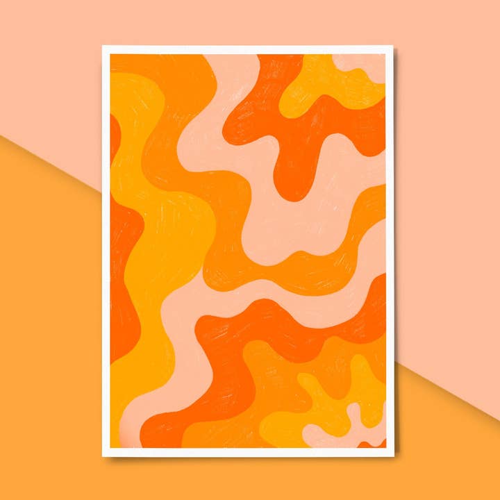 Stampa ondulata arancione per la vendita all'ingrosso da parte di Meg Garrod Art