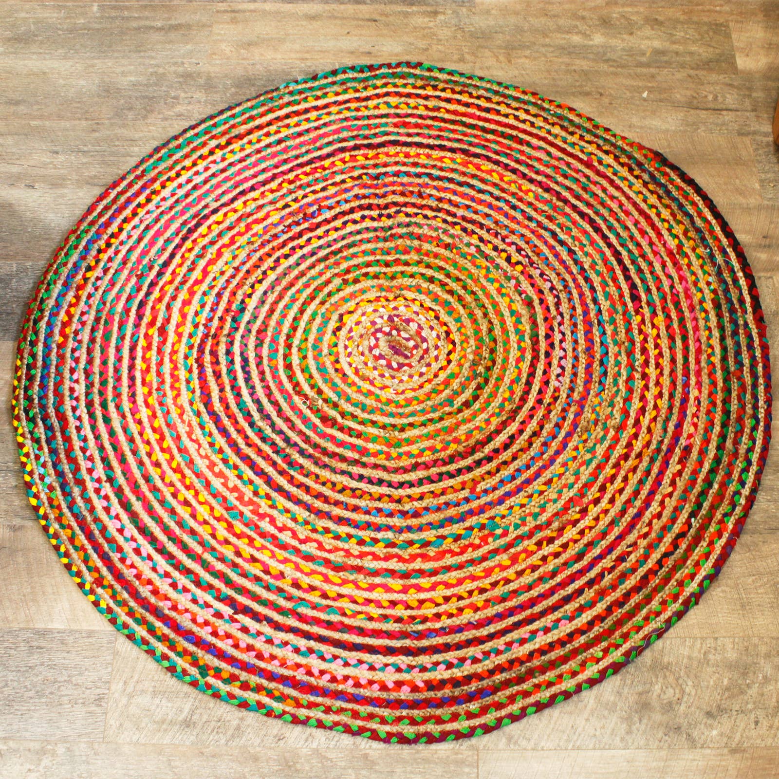 Ancient Wisdom - Vente Tapis - Tapis rond en jute et coton recyclé - 150 cm0