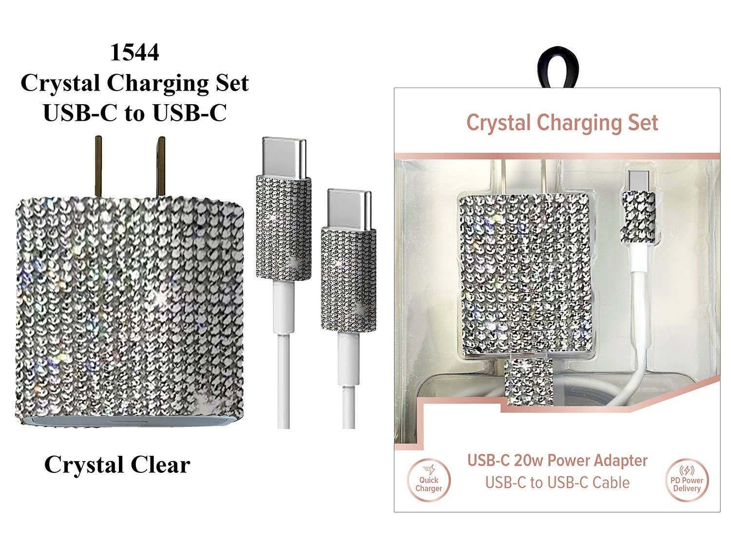 Tech Trendz - Wholesale Charging Cable -  USB-C to USB-C Crystal Charging Set1