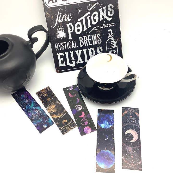 All Little Cute Things - Vente Marque-page - Thé et Marque-page avec paquet de thé français Céleste Lune Étoiles