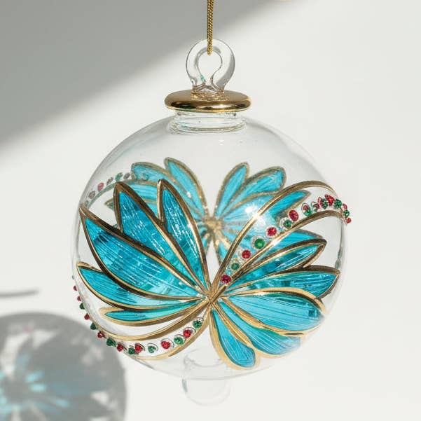 Blæst Glas Ornament - Turkis Sommerfugl for engroshandel hos Dandarah (Ships from Canada)