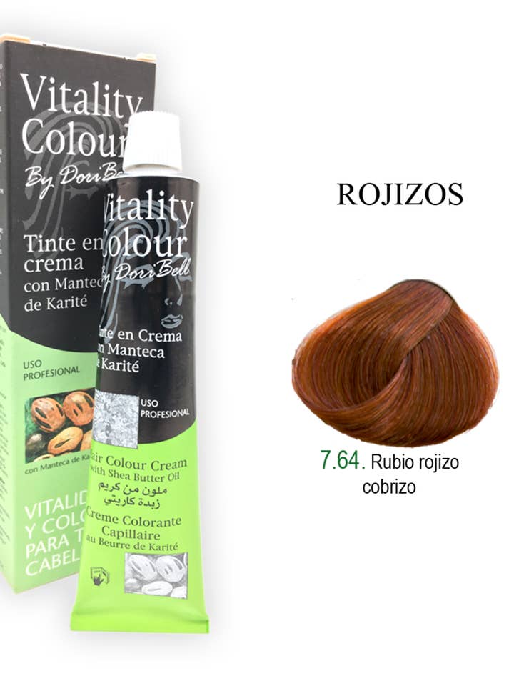 Tinte en crema VITALITY COLOUR profesional 60ml. TONO 7.64 para venta al por mayor de sesioMWorld - M·O·I Professional