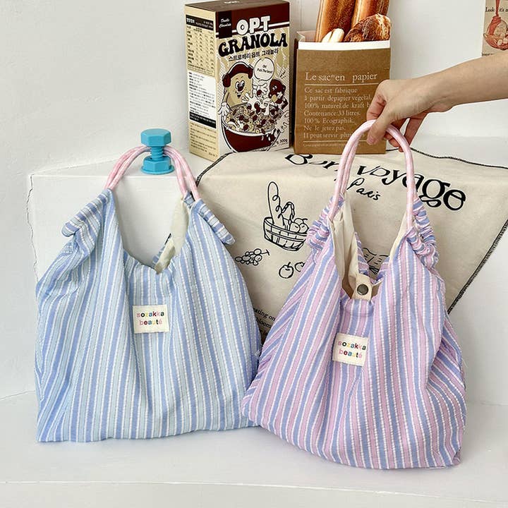ACCITY - Wholesale Shoulder Bag - Women's - STRIPED LIGHTWEIGHT LARGE CAPACITY CANVAS BAG_CWAB3094