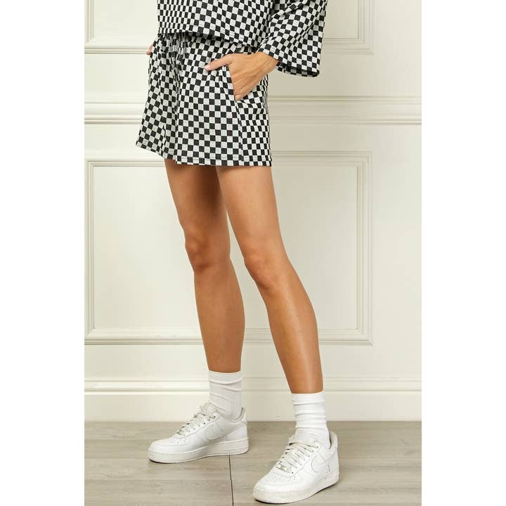 Veveret - Wholesale Shorts - Women's - Checker Jersey Drawstring Short 3