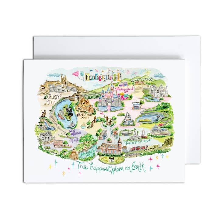 Disneyland Map Greeting Card for wholesale by MaryGold Tales