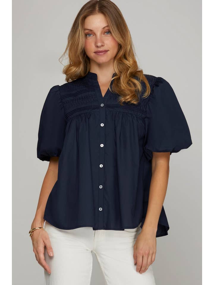 Peace Love Line – wholesale Blouse – Women’s – PL5241 - STAND NECK PINTUCK DETAIL WOVEN TOP6