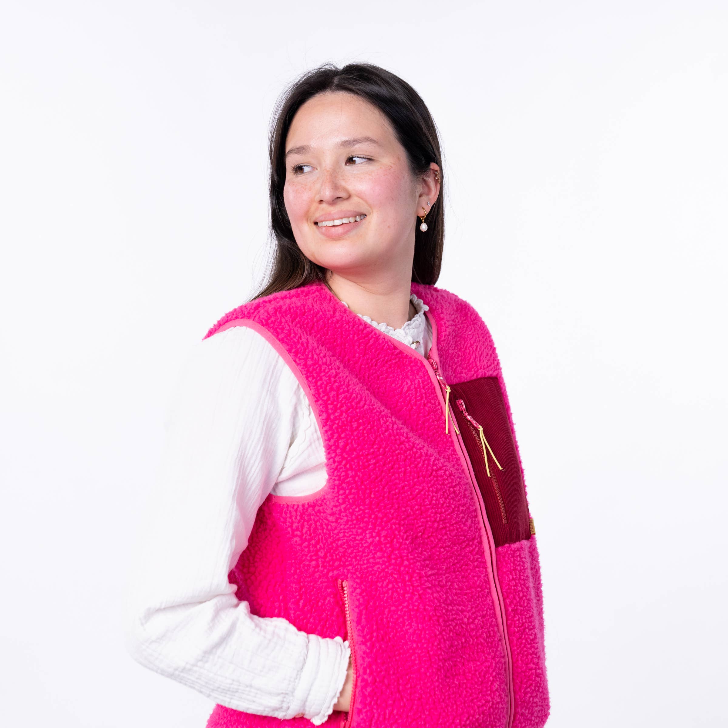 BILLYBELT - Wholesale Outerwear Vest - Women's - Women's sleeveless zip-up sherpa vest Pink7