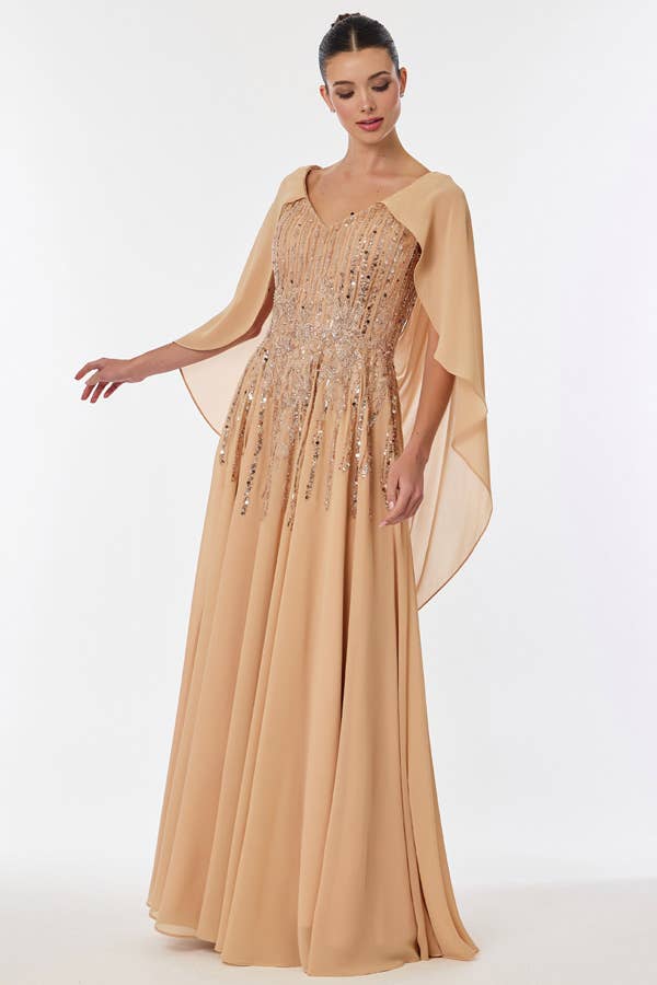 Babyfox Apparel - Vente Robe de soirée – femme - Robe Mère de la Mariée à Manches Courtes avec Capelet et Décolleté Cœur2