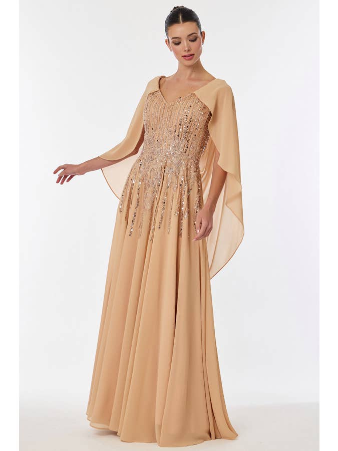 Babyfox Apparel - Vente Robe de soirée – femme - Robe Mère de la Mariée à Manches Courtes avec Capelet et Décolleté Cœur2