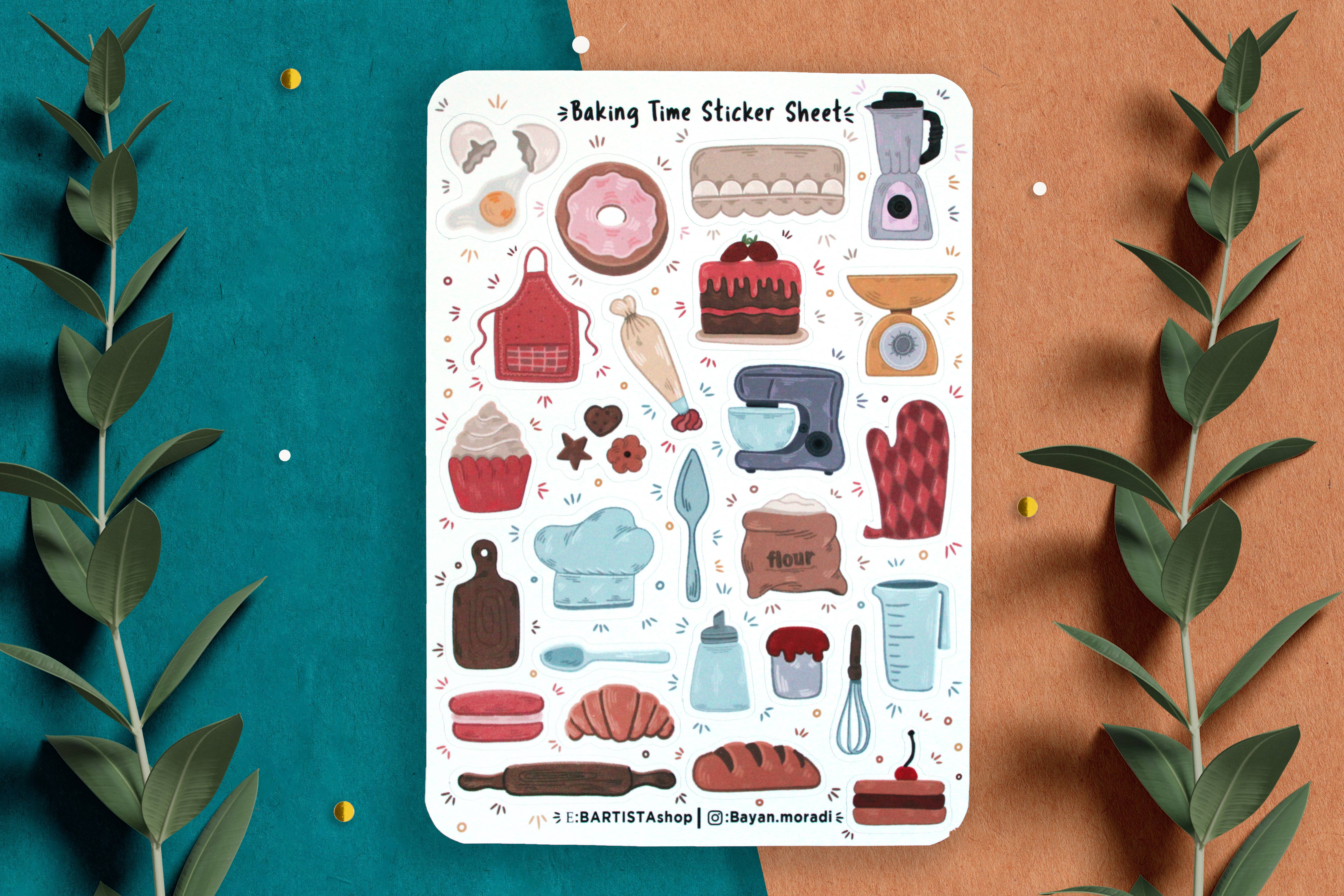 Bartista - Vendita all'ingrosso Adesivo - Foglio di adesivi Baking Time, adesivi Bullet journal, agenda6