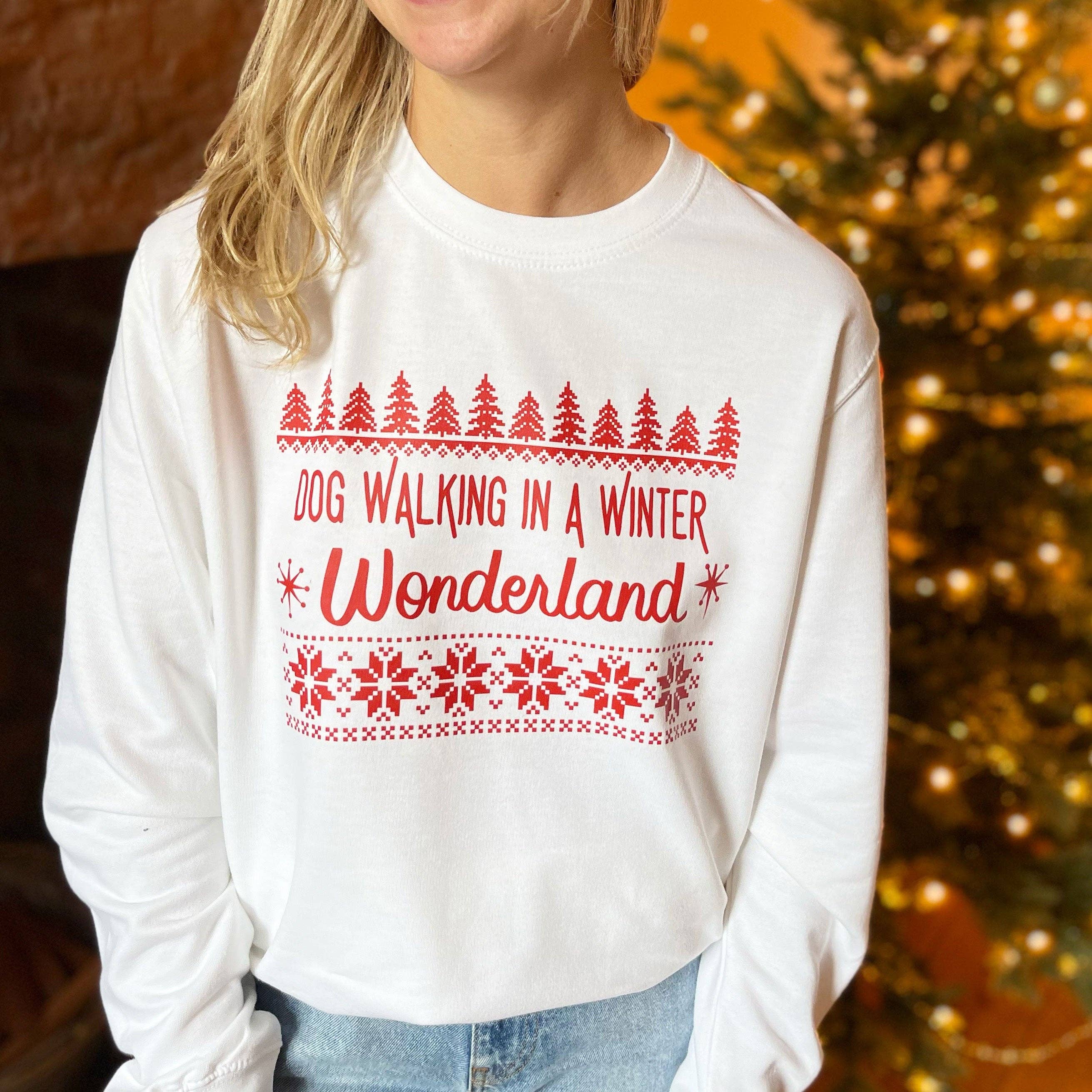 Syd&Co - Wholesale Graphic Sweatshirt - Unisex - Dog Walking in a Winter Wonderland Christmas Jumper1