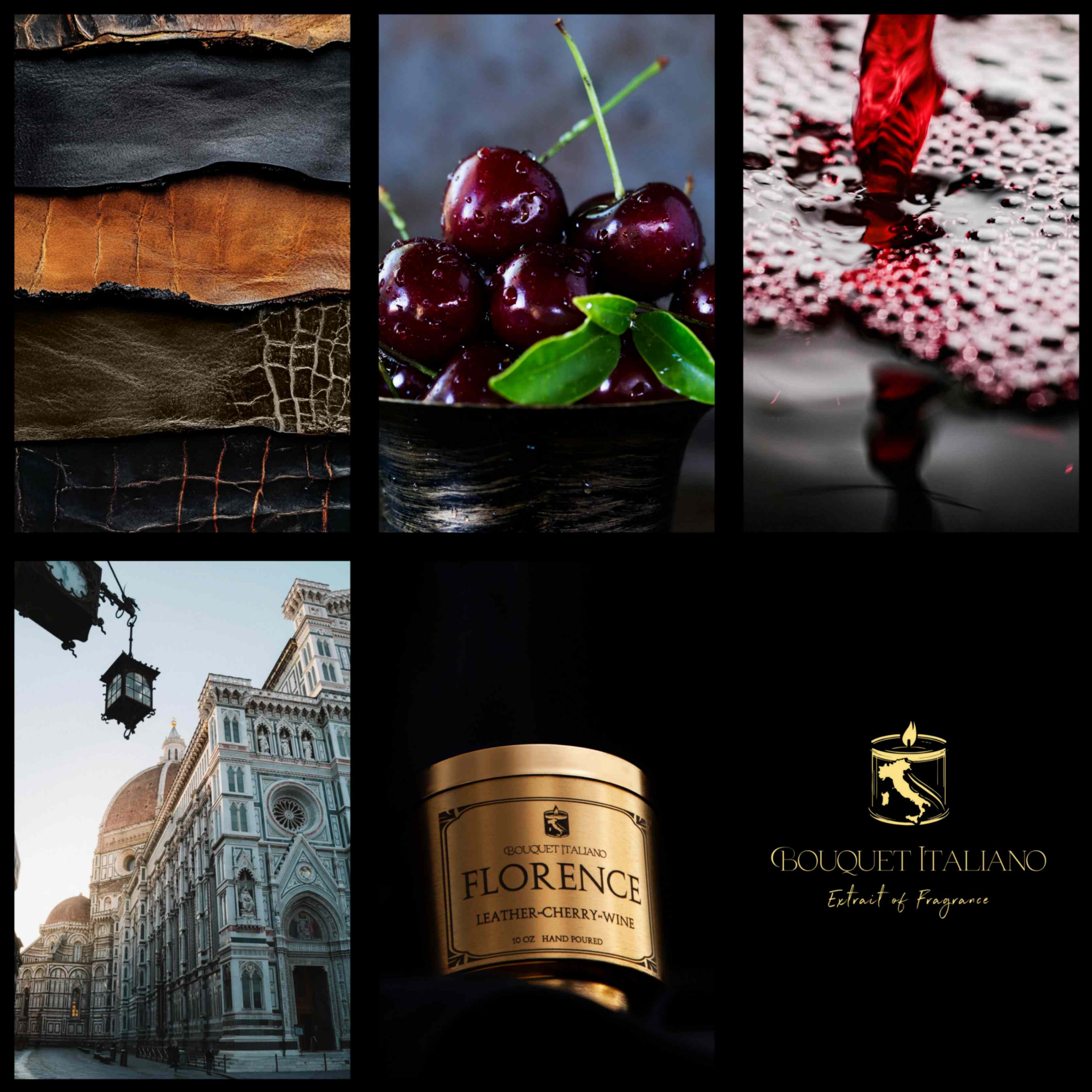 BouquetItaliano – Vela em jarro/copo por atacado – Vela de Luxo Florence Couro Cereja Merlot6