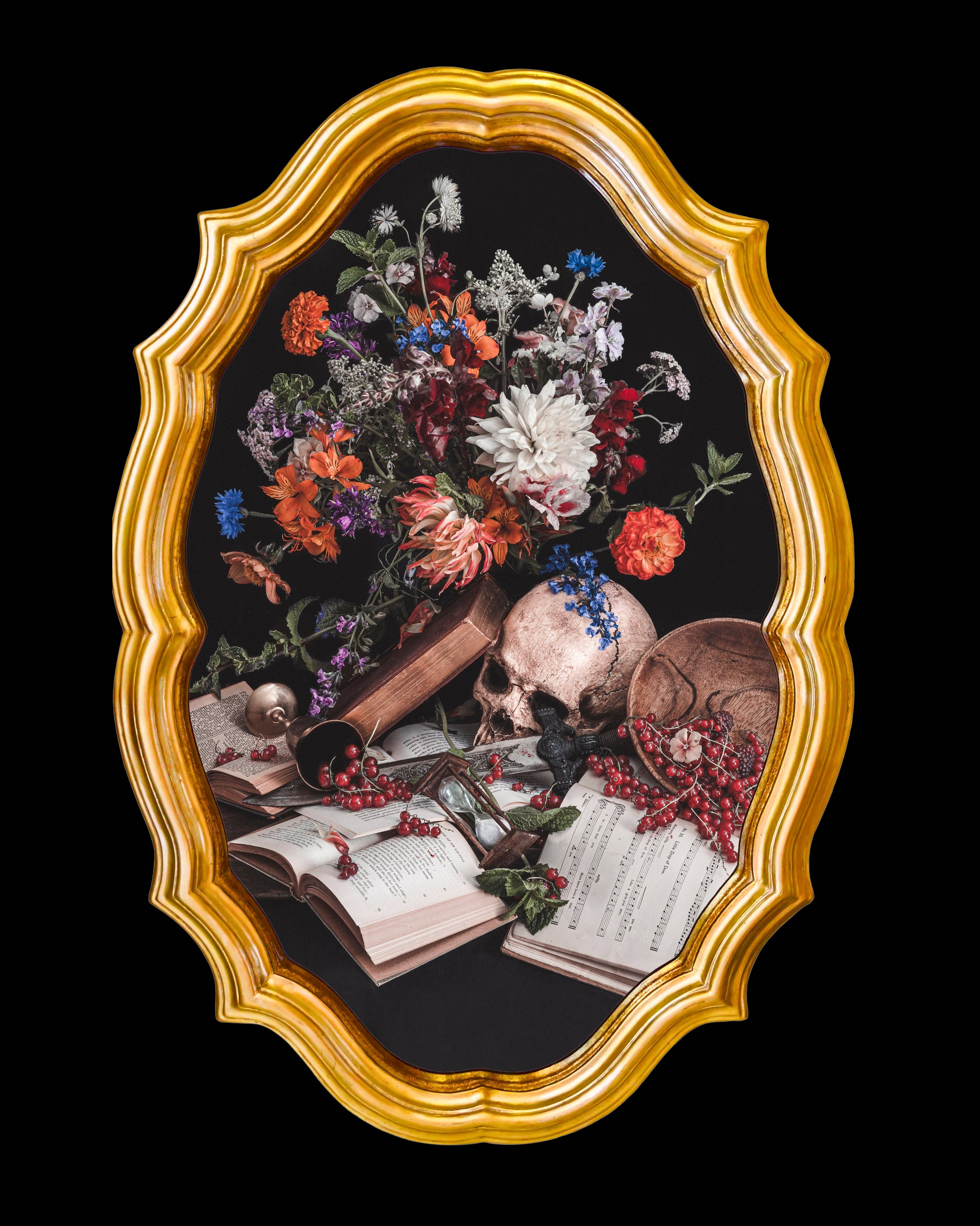 Alyssa Thorne - Wholesale Sticker - Caveat Emptor | Gold Foil Sticker| Dark Floral Still Life1
