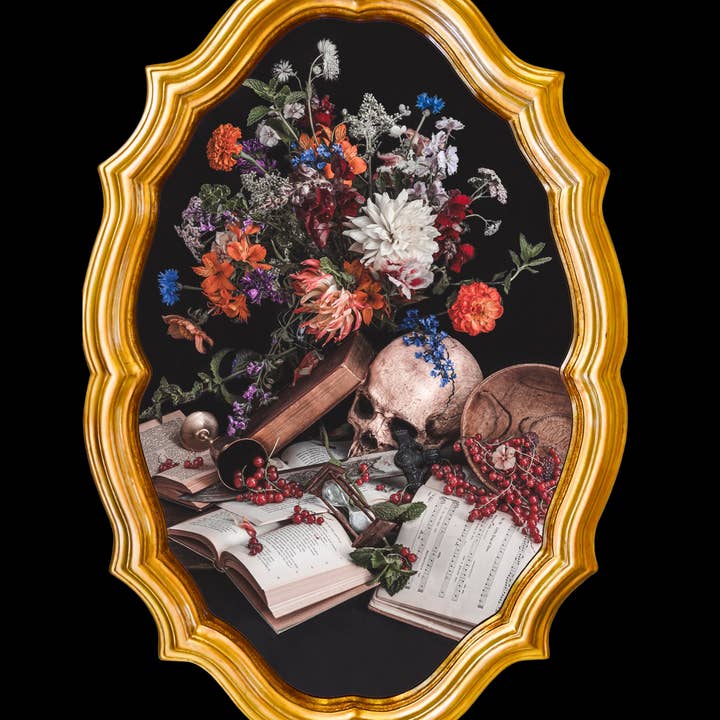 Alyssa Thorne - Wholesale Sticker - Caveat Emptor | Gold Foil Sticker| Dark Floral Still Life1