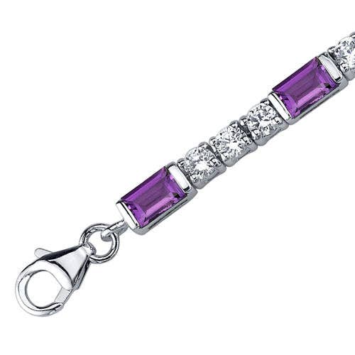Peliani - Wholesale Tennis Bracelet - Amethyst Bracelet Sterling Silver Baguette 4.25cts