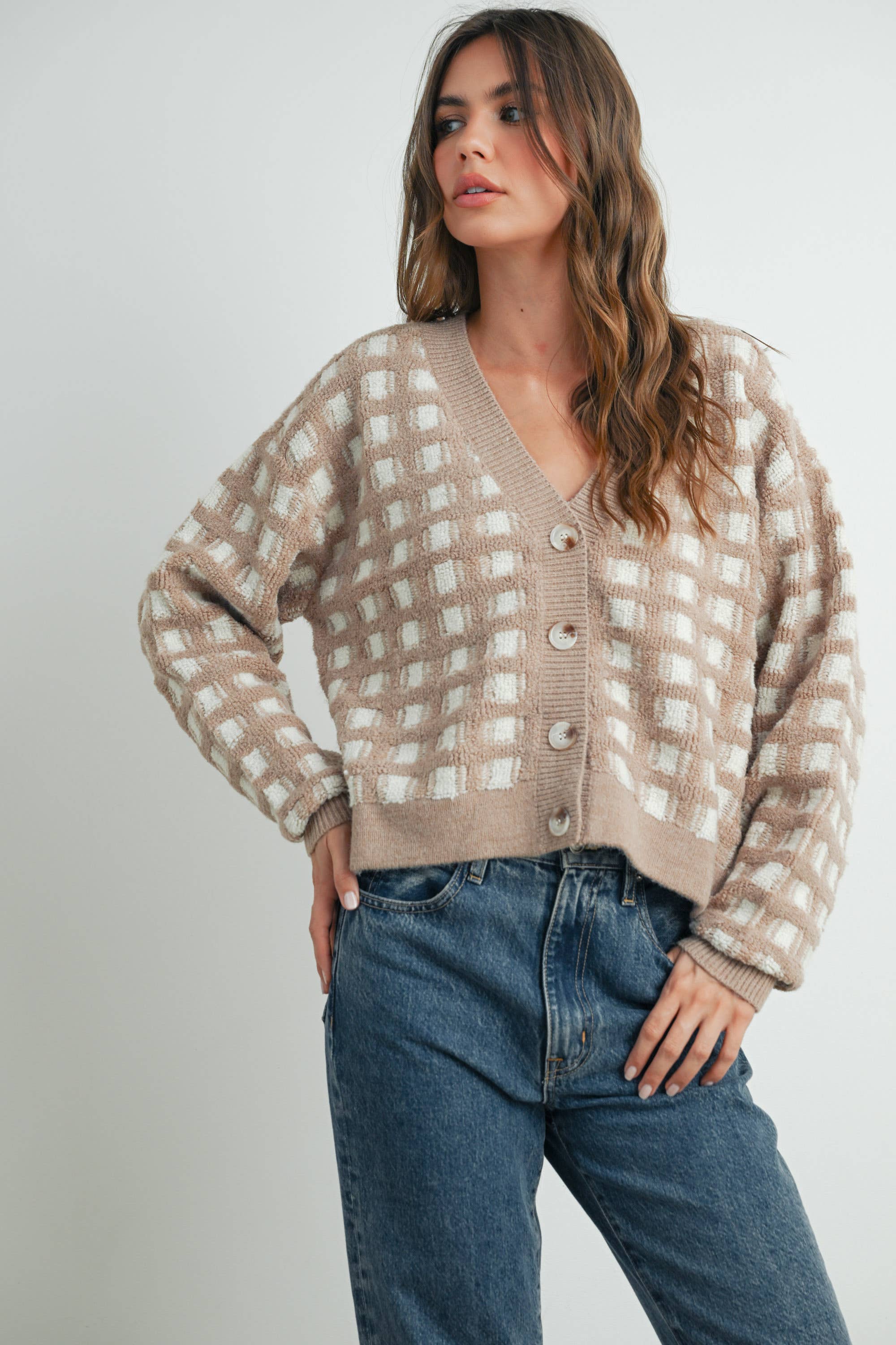 BUTTERMELON – Engroshandel Cardigan - Dame – Cropped V-hals Cardigan - BMC751953