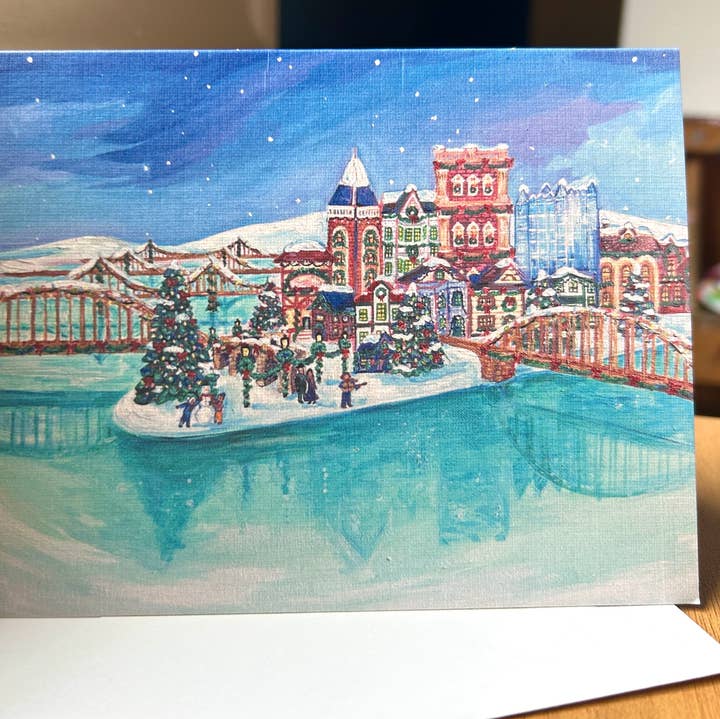 Ally Bartoszewicz Art - Wholesale Season's Greetings Card - "Yinzer Wonderland" folded holiday greeting card- Pittsburgh1