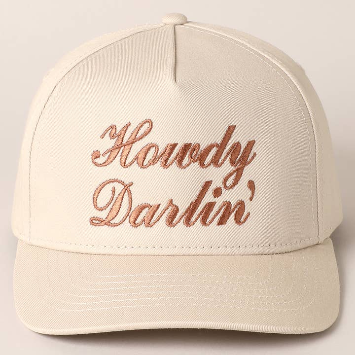 Fashion City - Wholesale Baseball Cap - Women's - Howdy Darlin Text Designed Embroidery Baseball Cap