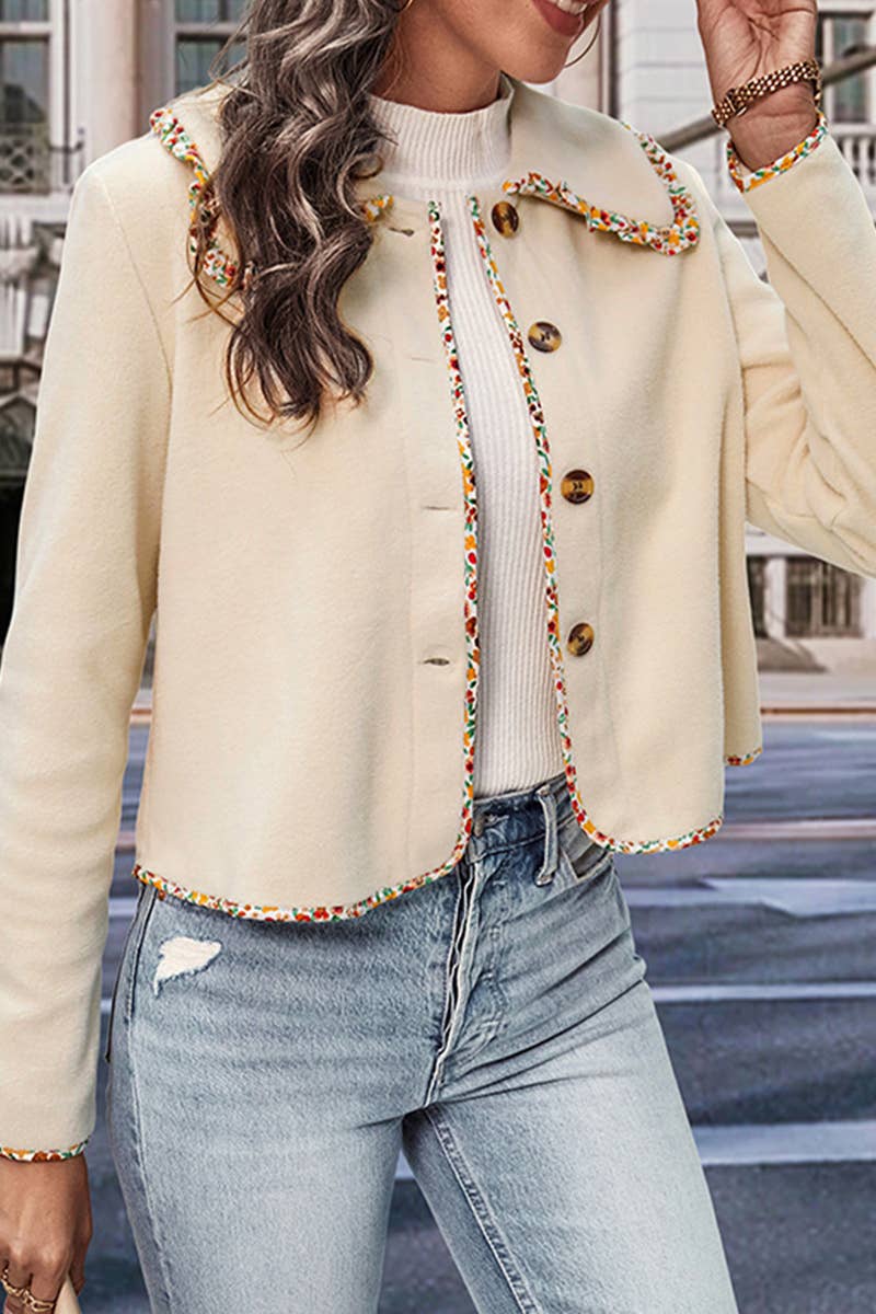 APRICOT WOMEN STYLISH JACKET TRIMMED WITH LACES_CWOJA0547 for wholesale on Faire1