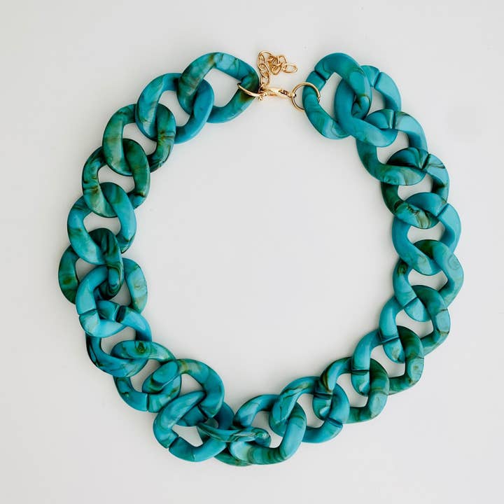 Tiny Gift Society - Wholesale Link & chain necklace - Chunky Chain Flat Link Necklace | Boho Acrylic Cuban Jewelry12