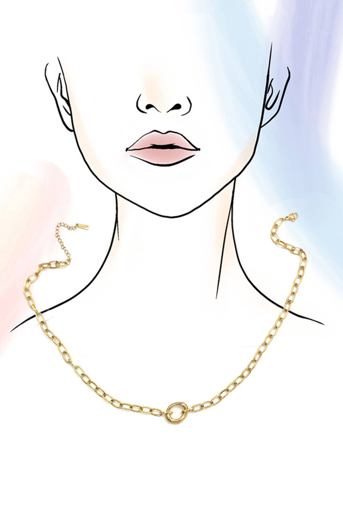 JOSSLYN by wall to wall - Wholesale Pendant/Charm Necklace - 18K STAINLESS STEEL TARNISH FREE OVAL NECKLACE | 40NK95857