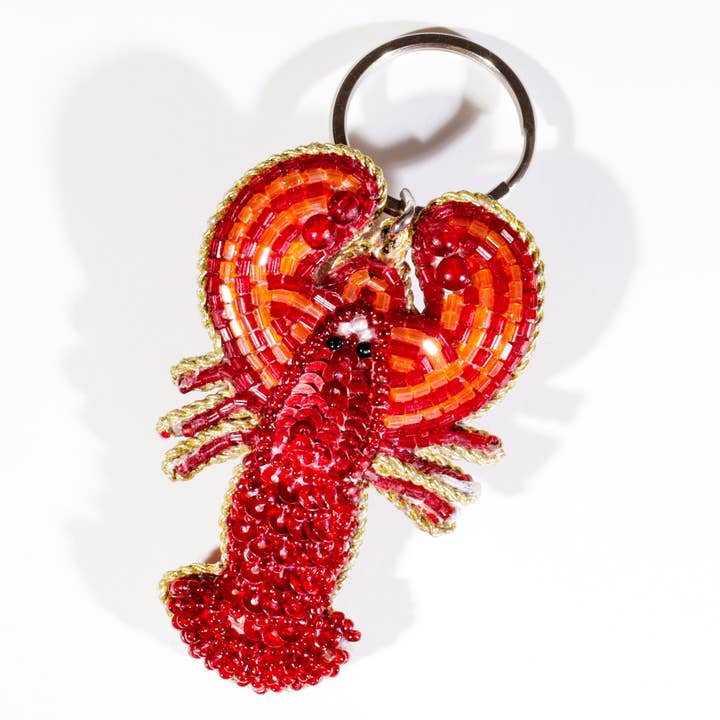 Beaded Lobster Keyring for wholesale by Cream Cornwall