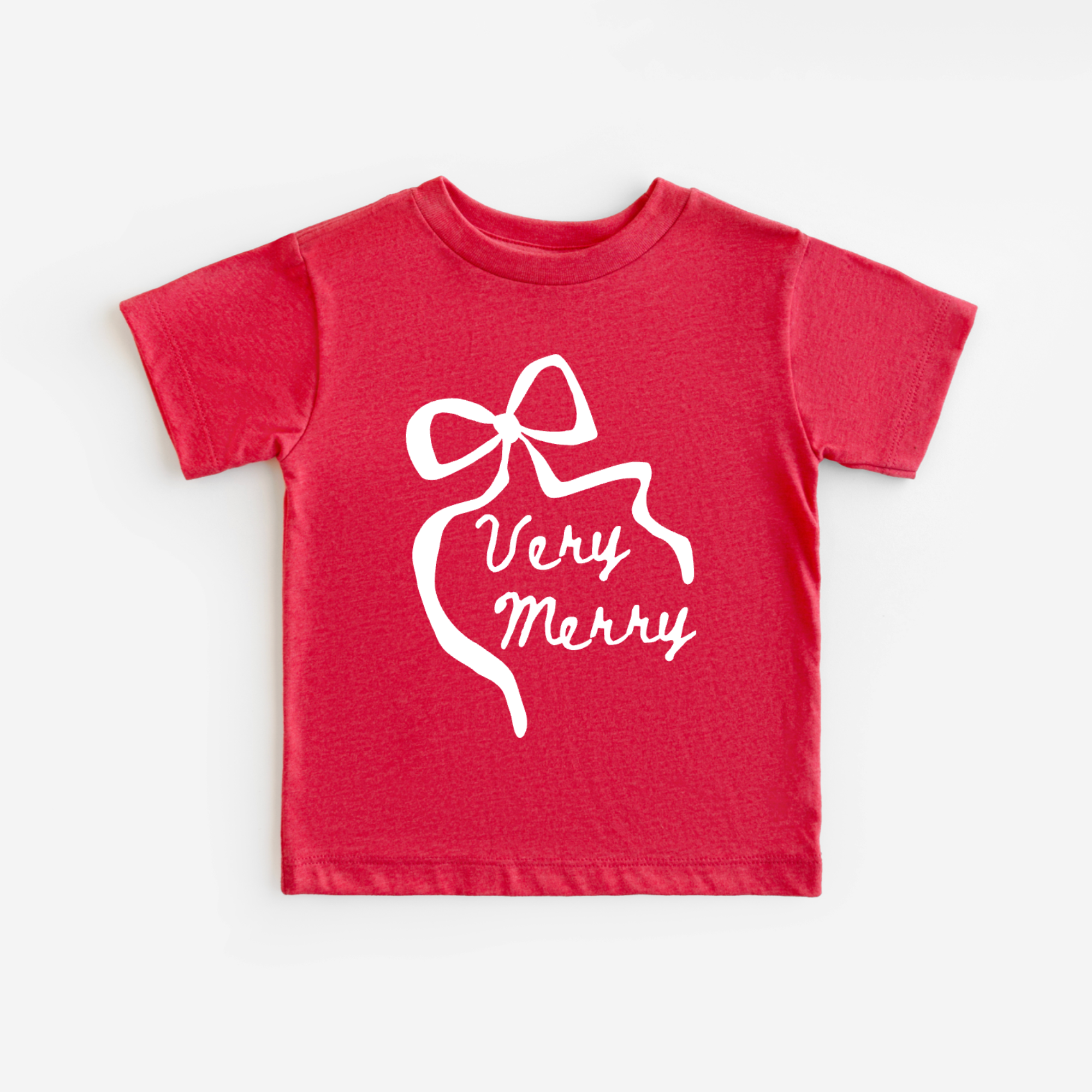 Benny & Ray Apparel - Wholesale Screen Printed T-Shirt - Kids - Very Merry Santa Claus Merry and Bright Bow Christmas Shirt 0
